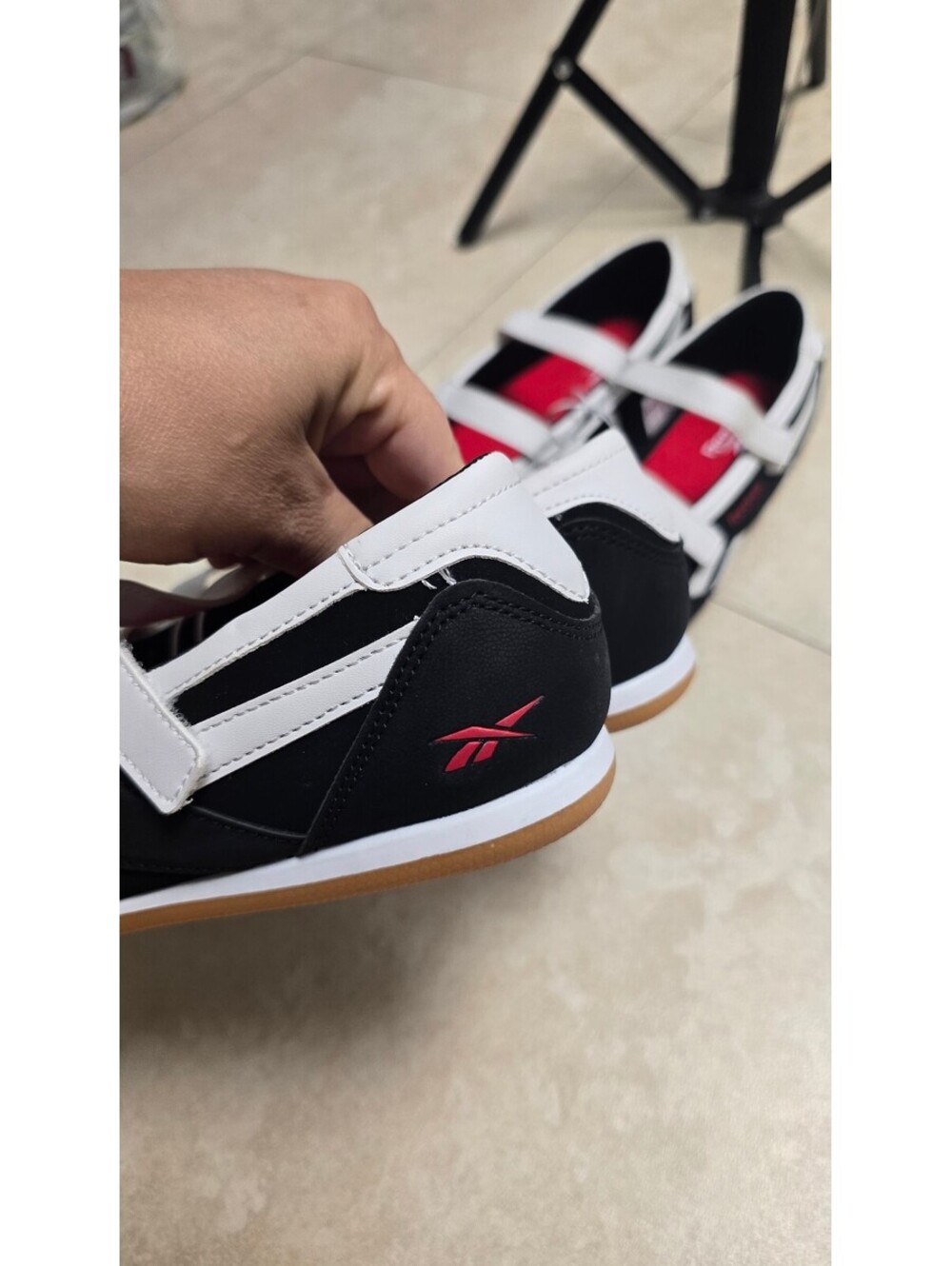 Reebok Women’s Mary Jane Ballet Sneakers – Black/White/Red – NEW - Picture 6 of 9